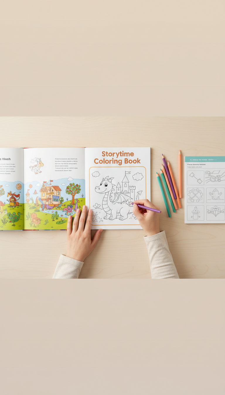 Storytime coloring book with imaginative tales