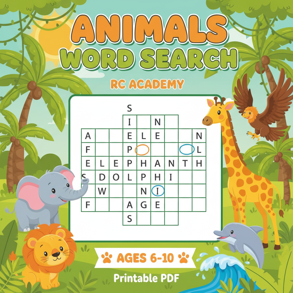 Animals Word Search Cover