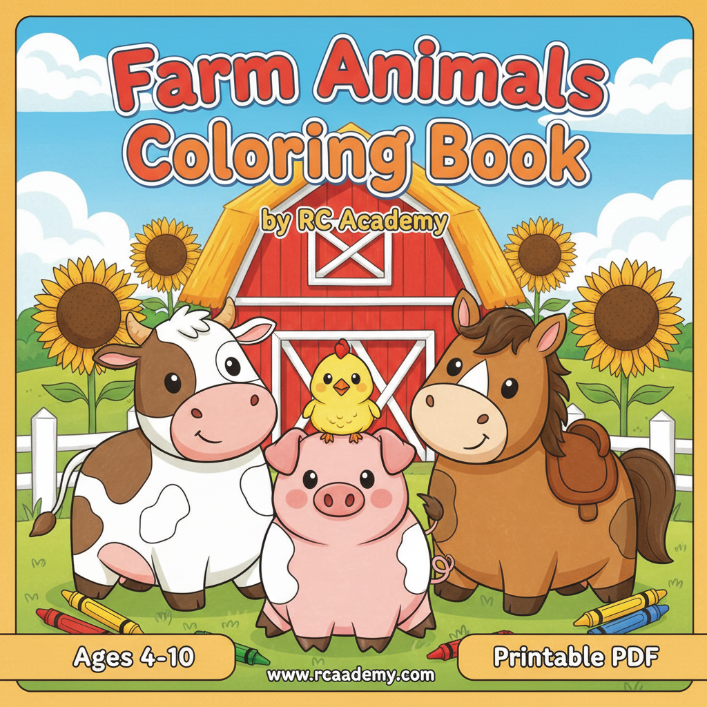 Farm Animals Coloring Book Cover