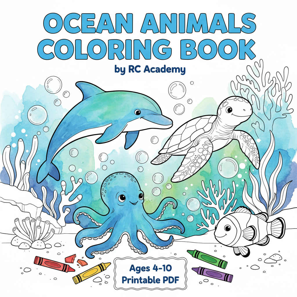 Ocean Animals Coloring Book Cover