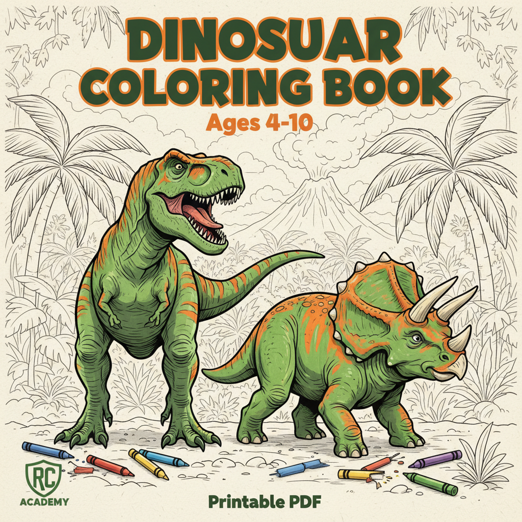 Dinosaur Coloring Book Cover